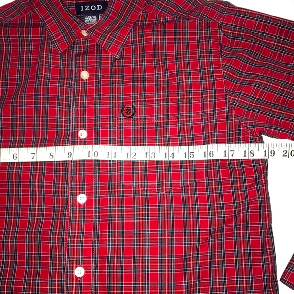 IZOD Boys Button Down Plaid Shirt Long Sleeve size 14-16 EUC - Picture 4 of 11
